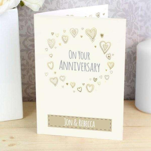 Personalised Gold Hearts Card - Myhappymoments.co.uk
