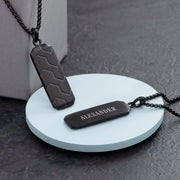 Personalised Men's Black Steel Dog Tag Necklace