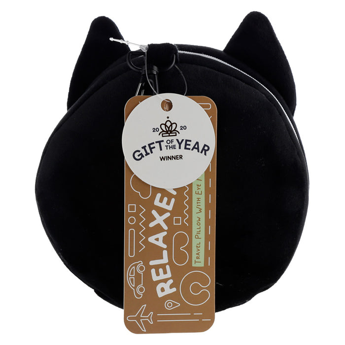 Relaxeazzz Feline Fine Cat Round Plush Travel Pillow & Eye Mask
