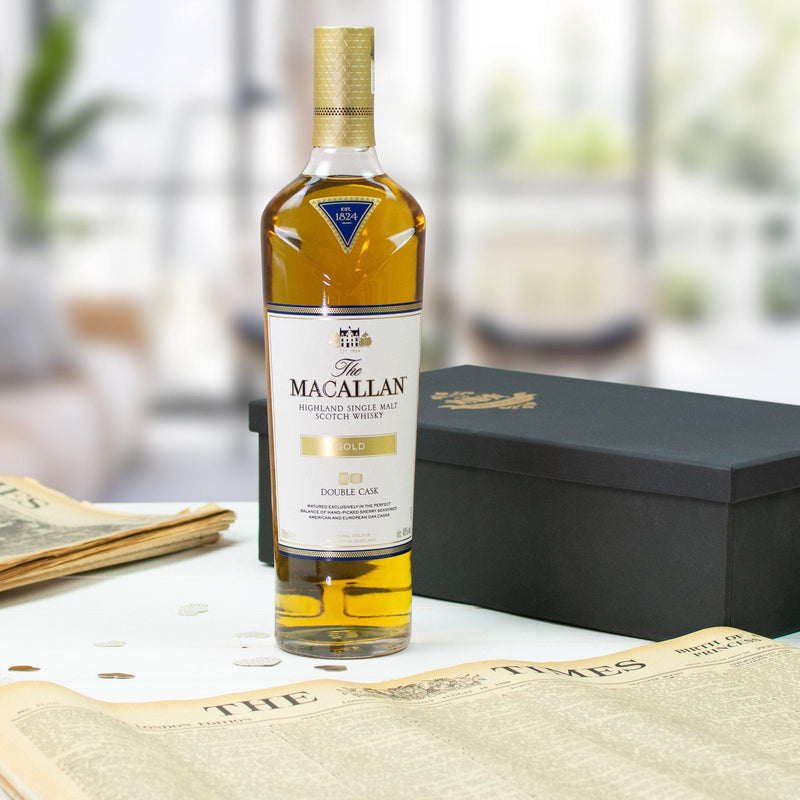 Macallan Double Cask Gold Whisky and Original Newspaper Gift Set