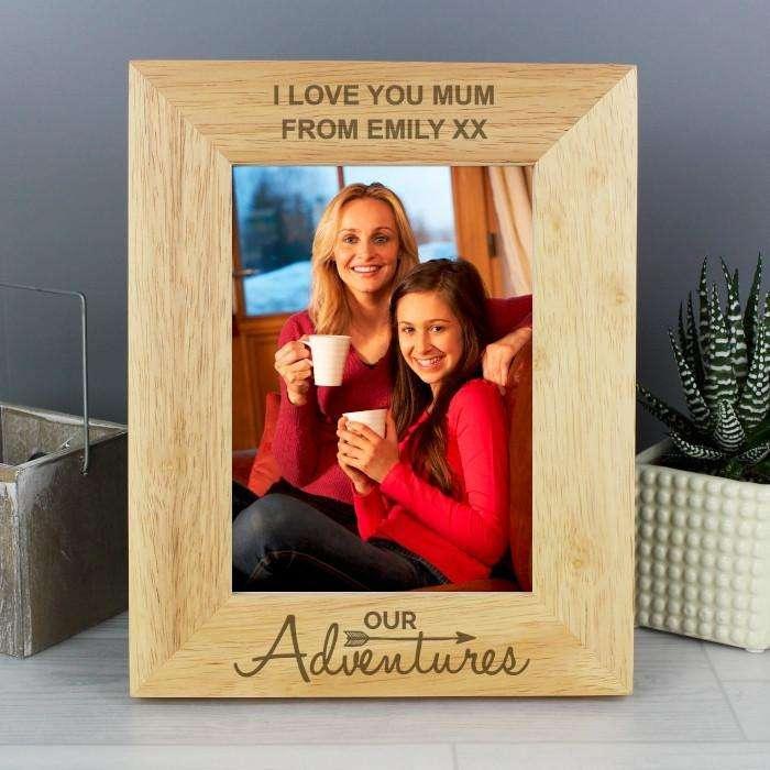 Personalised Our Adventure 6x4 Wooden Photo Frame - Myhappymoments.co.uk