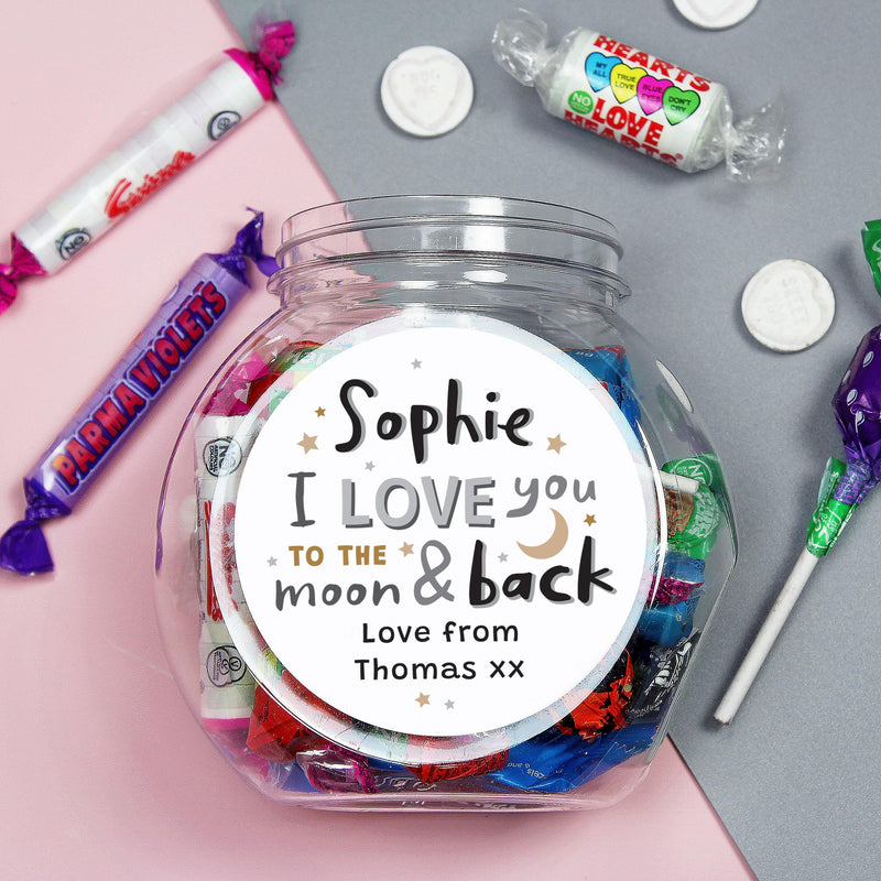Personalised I Love You To The Moon and Back Sweet Jar