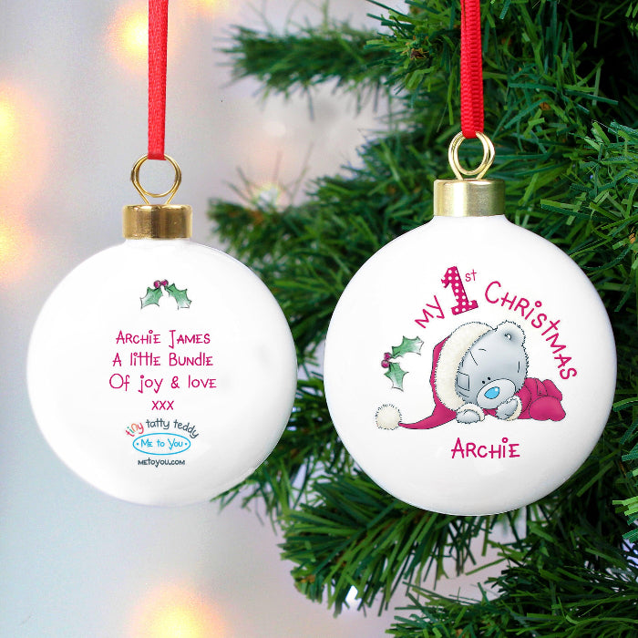 Personalised Me To You Bear My 1st Christmas Bauble