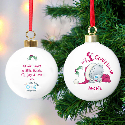 Personalised Me To You Bear My 1st Christmas Bauble - Myhappymoments.co.uk
