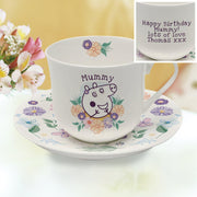 Personalised Peppa Pig Floral Cup & Saucer