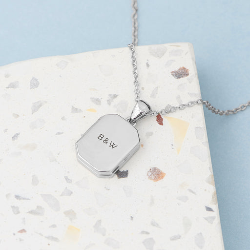 Personalised Rectangular Photo Locket Necklace - Silver Plated
