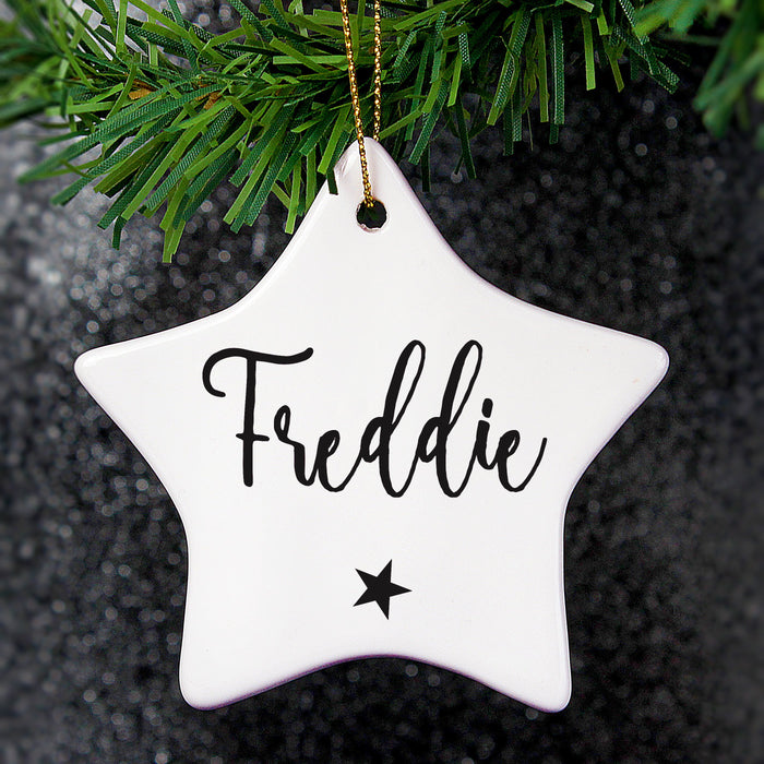 Personalised Name Ceramic Star Christmas Decoration
