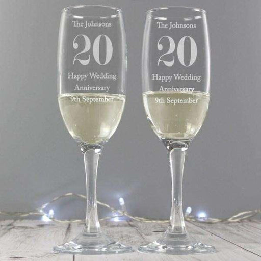 Personalised Anniversary Pair of Flutes with Gift Box - Myhappymoments.co.uk