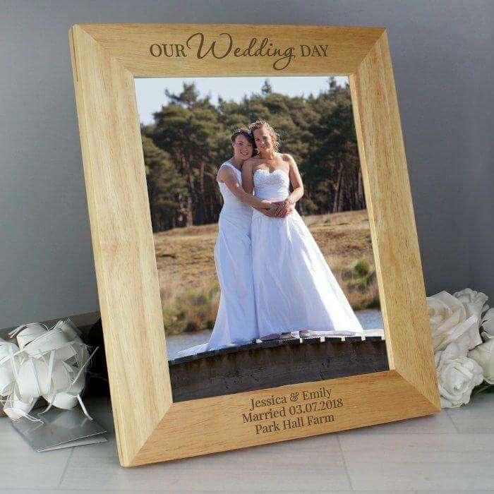 Personalised 'Our Wedding Day' 8x10 Wooden Photo Frame - Myhappymoments.co.uk