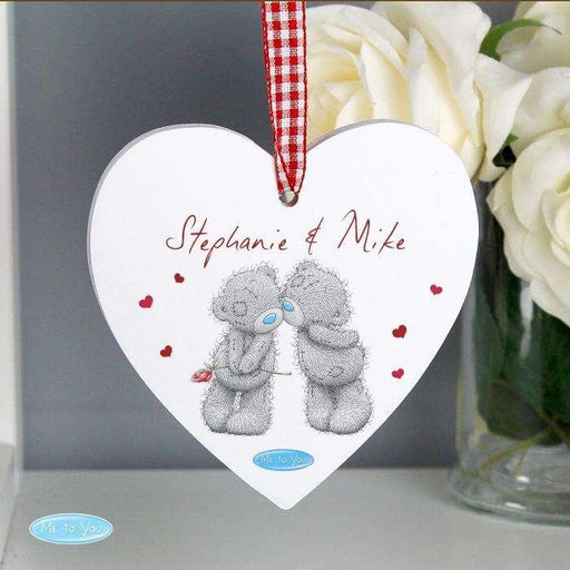 Personalised Me to You Couples Wooden Heart Decoration - Myhappymoments.co.uk
