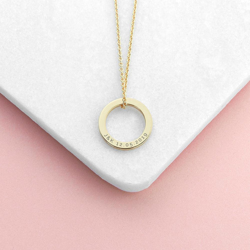 Personalised Family Ring Necklace -  18ct Gold