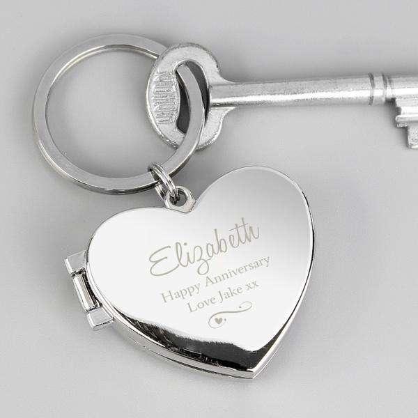 Personalised Swirl Heart Photo Locket Keyring