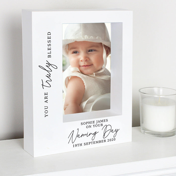 Personalised 'Truly Blessed' Naming Day Box Photo Frame 7x5