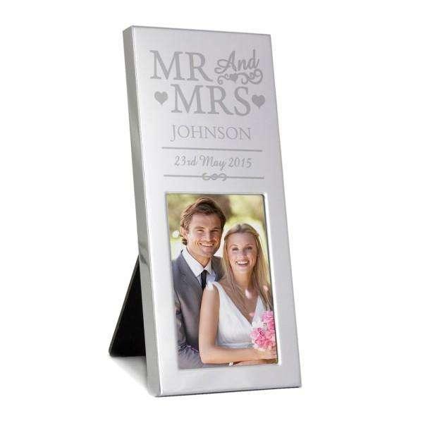 Personalised Small Silver Mr & Mrs 2x3 Photo Frame - Myhappymoments.co.uk
