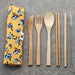Peony 100% Natural Bamboo Cutlery 6 Piece Set in Canvas Holder