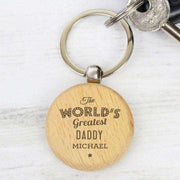 Personalised 'The World's Greatest' Wooden Keyring - Myhappymoments.co.uk