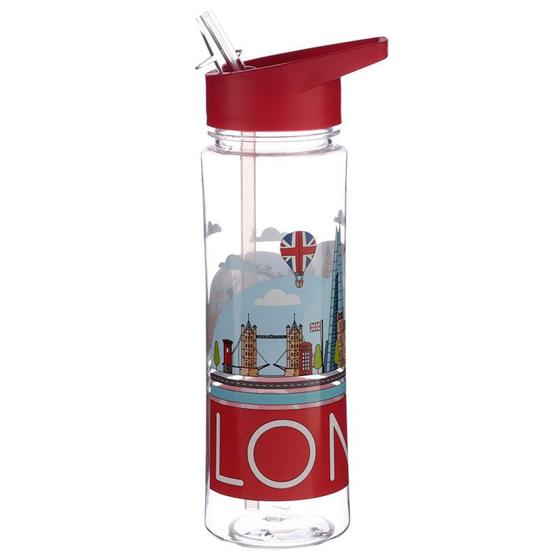 Reusable 550ml Plastic Water Bottle with Flip Straw - London Panorama