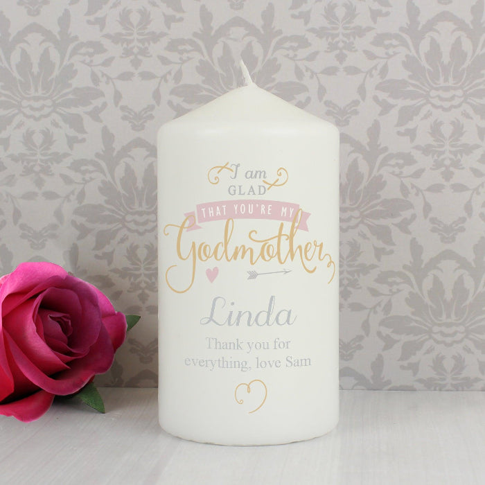 Personalised I Am Glad That You’re My Godmother Candle