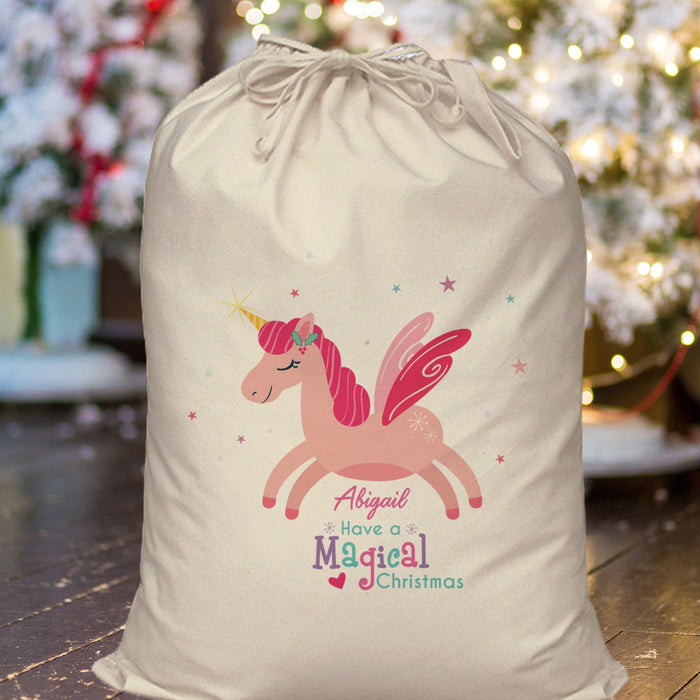 Personalised Magical Unicorn Christmas Sack - Myhappymoments.co.uk