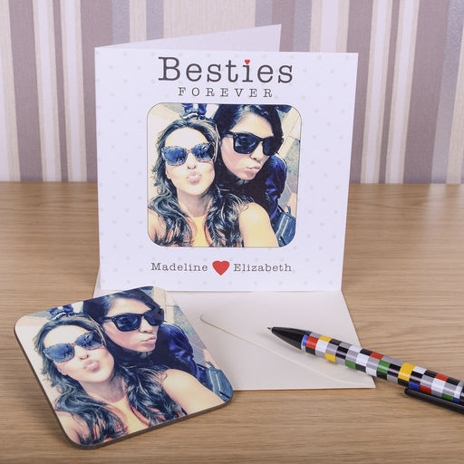 Besties Forever Best Friend Photo Coaster Card - Myhappymoments.co.uk