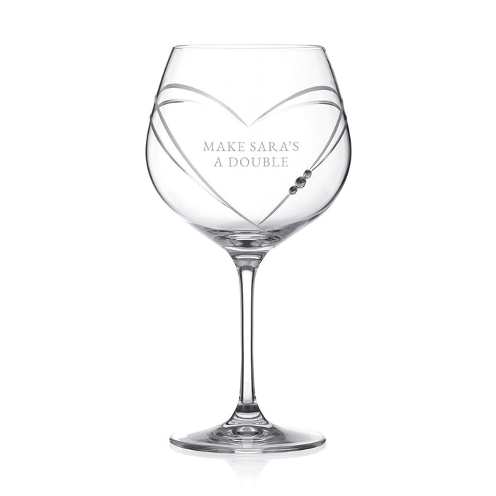 Personalised Celebration Heart Gin Goblet with Swarovski Crystals