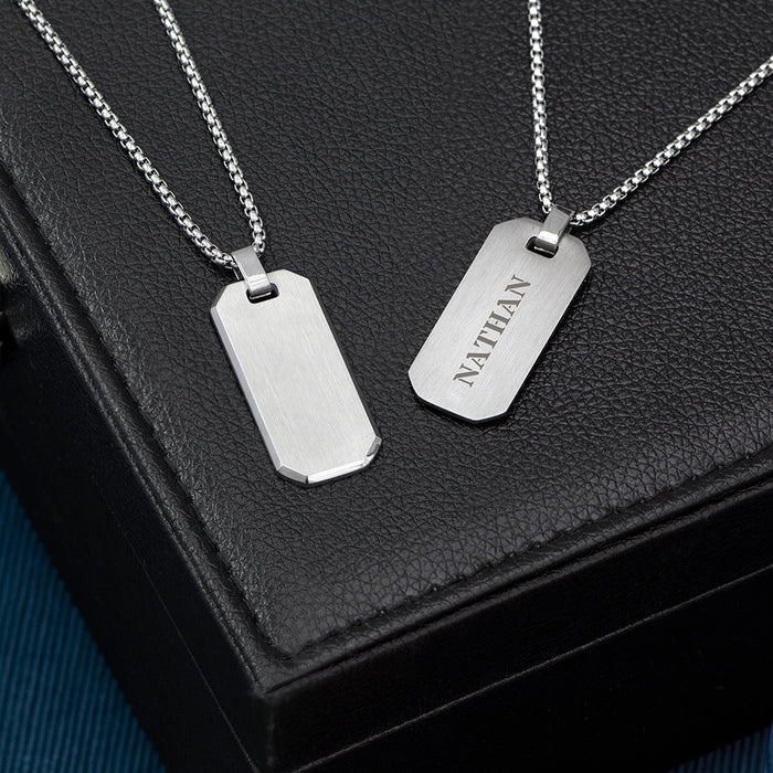 Personalised Men's Brushed Steel Dog Tag Necklace