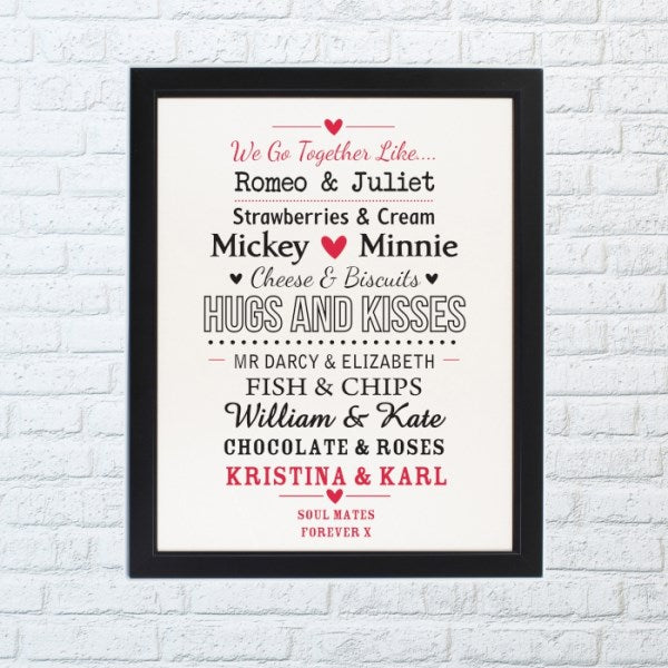 Personalised We Go Together Like Black Framed Poster Print - Myhappymoments.co.uk