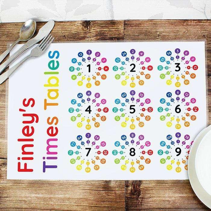 Personalised Times Tables Placemat - Myhappymoments.co.uk