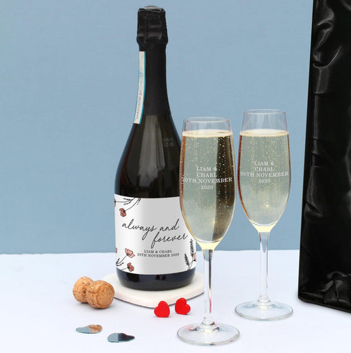 Personalised Always & Forever Prosecco Gift Set in Silk Lined Box