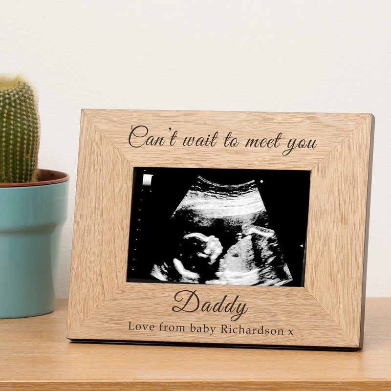 Personalised Cant Wait To Meet You Wood Photo Frame