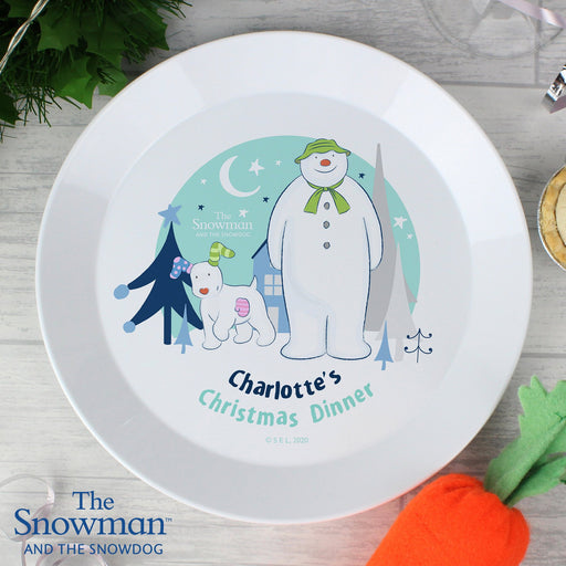 Personalised The Snowman and the Snowdog Christmas Plastic Plate