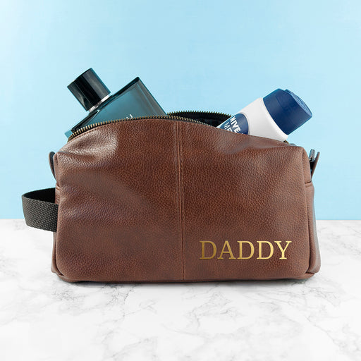 Personalised Luxury Vintage Style Men’s Wash Bag - Brown