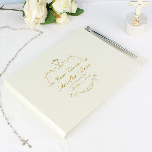 Personalised Gold Ornate Swirl Guest Book & Pen - Myhappymoments.co.uk