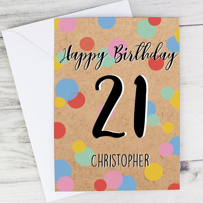Personalised Colour Confetti Birthday Age Card from Pukkagifts.uk