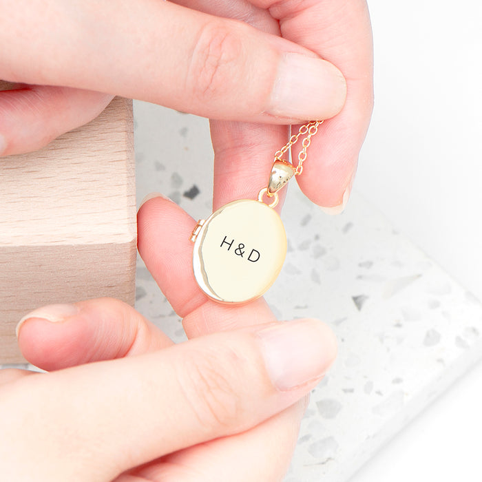 Personalised Oval Photo Locket Necklace - Gold Plated