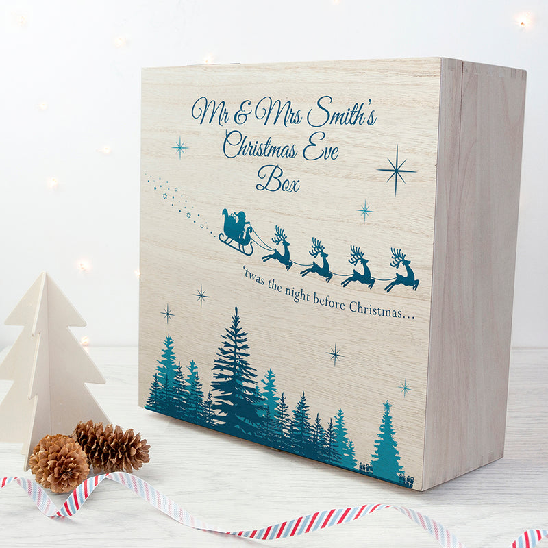 Personalised T'was The Night Before Wooden Christmas Eve Box