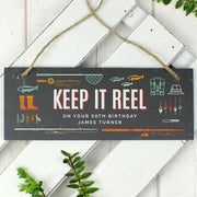 Personalised Keep It Reel Fishing Hanging Slate Sign Plaque
