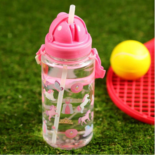 Children's Unicorn Princess Water Bottle with Straw & String 450ml