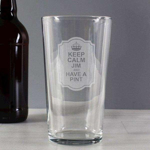 Personalised Keep Calm Pint Glass - Myhappymoments.co.uk