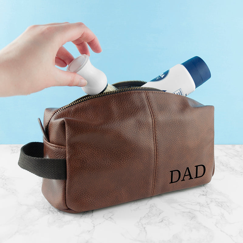 Personalised Luxury Vintage Style Men’s Wash Bag - Brown
