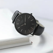 Personalised Men's Architect Minimalist Watch With Jet Black Strap