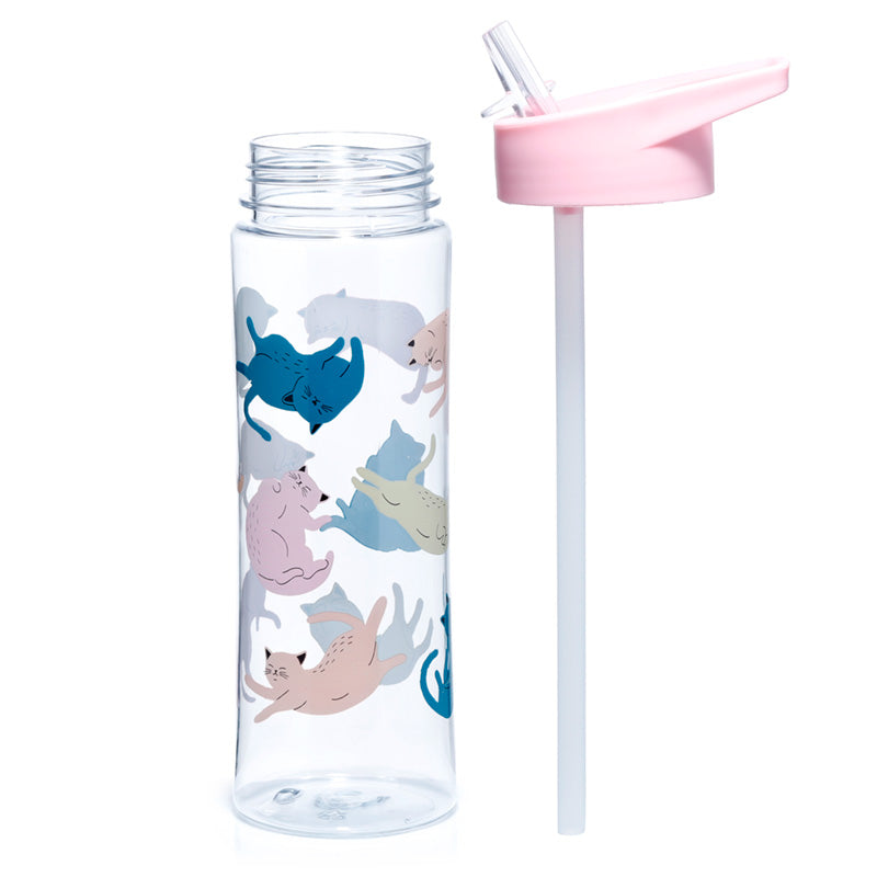 Shatterproof Plastic Reusable 550ml Water Bottle Flip Straw - Cat's Life