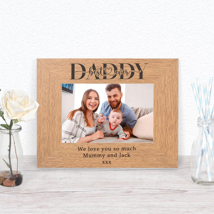 Personalised Best Ever Dad / Daddy Wood Photo Frame