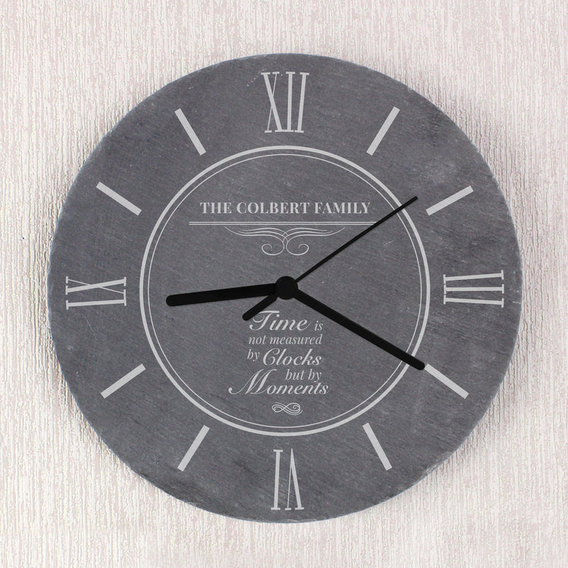 Personalised Time Is Not Measured By Clocks But By Moments Slate Clock - Myhappymoments.co.uk