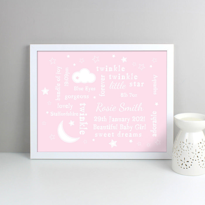 Personalised Pink Twinkle Twinkle Little Star Wall Art