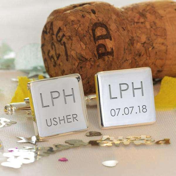 Engraved Square Cufflinks For Wedding Party - Myhappymoments.co.uk