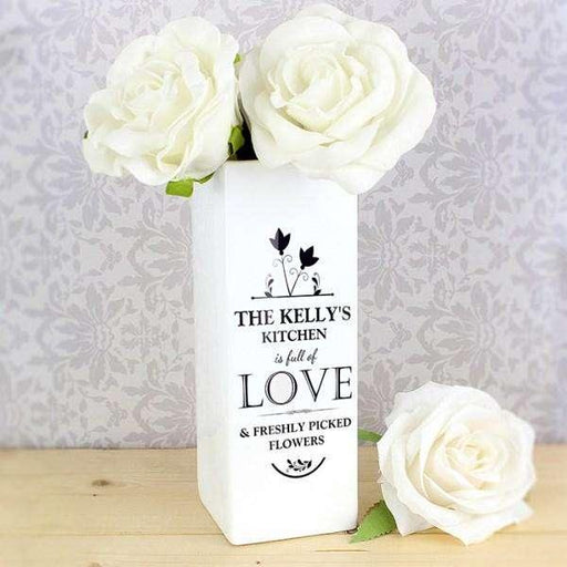 Personalised Full of Love White Square Vase - Myhappymoments.co.uk