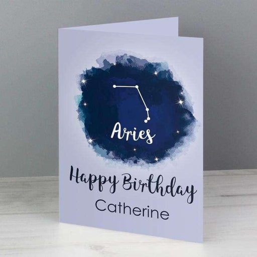 Personalised Aries Zodiac Star Sign Birthday Card (March 21st-April 19th) - Myhappymoments.co.uk