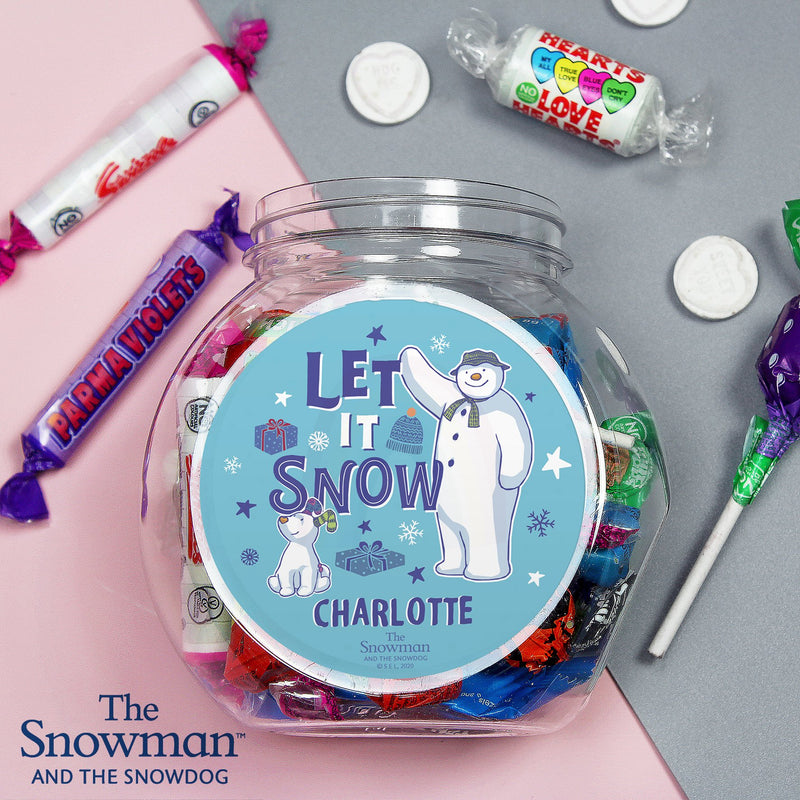 Personalised The Snowman and the Snowdog Christmas Sweet Jar 