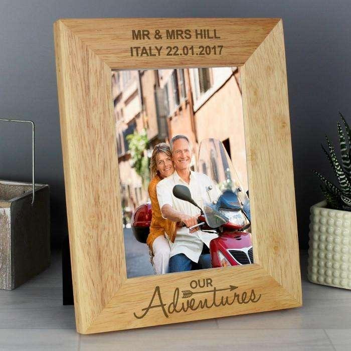 Personalised Our Adventure 6x4 Wooden Photo Frame - Myhappymoments.co.uk